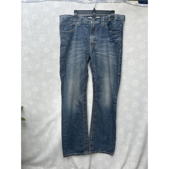 Express Kingston Classic Fit Bootcut Jeans Mens Sz 36X34 Blue Denim - Picture 1 of 9